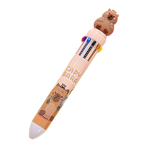 Mehrfarbiger Stift – einziehbarer Kugelschreiber, mehrfarbiger Kugelschreiber, 10-in-1 einziehbarer Tintenroller, Cartoon-Capybara-Schreibwaren, Schulbedarf, feine Spitze, Schreibstift für Kinder und von Generisch