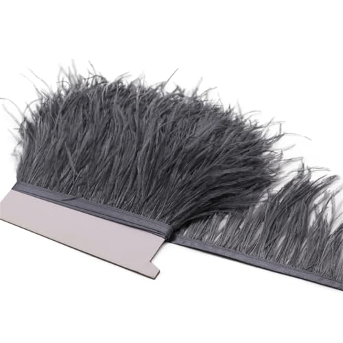 Mehrfarbiges Straußenfeder-Band, 8–10 cm, Dekoration für Party, Hochzeit, Kleid, Nähen, Basteln, Federn, Dunkelgrau, 5 m Mehrfarbiges Straußenfeder-Band, 8–10 cm, Dekoration für Party, Hochzeit, Kleid, Nähen, Basteln, Federn, Dunkelgrau, 5 m von Generisch