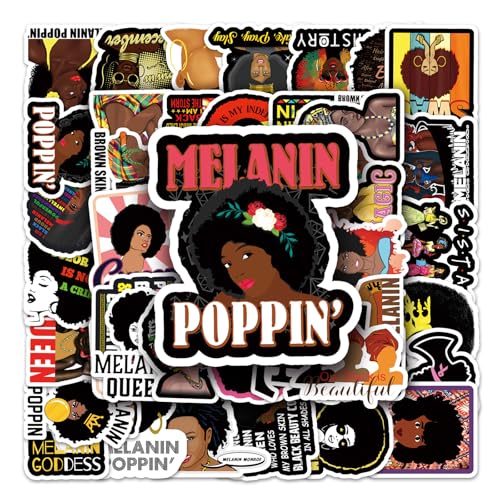 Melanin Poppin' Aufkleber, inspirierende schwarze Mädchen-Aufkleber, wasserdichte Vinyl-Aufkleber für Gepäck, Skateboard, Auto, Tagebuch, Laptop, Handyhülle, 50 Stück Melanin Poppin' Aufkleber, inspirierende schwarze Mädchen-Aufkleber, wasserdichte Vinyl-Aufkleber für Gepäck, Skateboard, Auto, Tagebuch, Laptop, Handyhülle, 50 Stück von Generisch