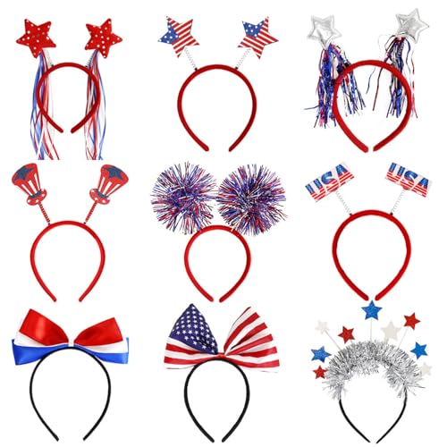 Memorial Day Stirnbänder, 9 Stück, rot, weiß, blau, Haarschmuck für den 4. Juli, Stern-Haarschmuck, Kopfbedeckung, Foto-Requisiten Memorial Day Stirnbänder, 9 Stück, rot, weiß, blau, Haarschmuck für den 4. Juli, Stern-Haarschmuck, Kopfbedeckung, Foto-Requisiten von Generisch