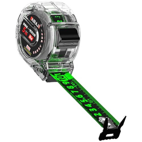 Messband - -Side -Lineal, transparenter Fall, Fluoreszenzmarkierung | Carpenter -Tool, genaue flexible Skala, kompakte metrische Zentimeter Retractable Lineal für, Bauprojekte von Generisch