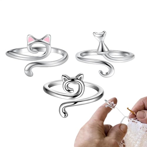 Metall Häkelring,3Pcs Häkelringe Zum Häkeln Verstellbarer Katze Häkel Ring Für Finger Silber Stricken Häkeln Loop Ring Strickzubehör Mit Box Für Frauen Mädchen Häkelgeschenke Für Häkelliebhaber Metall Häkelring,3Pcs Häkelringe Zum Häkeln Verstellbarer Katze Häkel Ring Für Finger Silber Stricken Häkeln Loop Ring Strickzubehör Mit Box Für Frauen Mädchen Häkelgeschenke Für Häkelliebhaber von Generisch