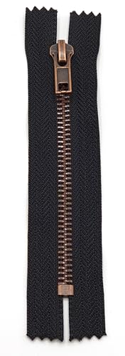 Metall Hosen Jeans Reißverschluss nicht teilbar 10 cm - 18 cm (580 Schwarz Altkupfer, 20 cm) von Generisch