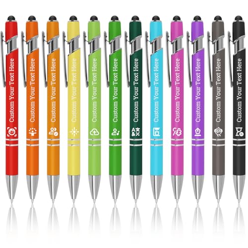 Metall-Kugelschreiber mit personalisierter gravierter Einprägung – Wunschtext & Logo einprägbar – 2-in-1 Touchscreen-Funktion & schwarzer Tinte0,5 mm– Einziehbare Spitze – für Hochzeiten,Büro, Schule Metall-Kugelschreiber mit personalisierter gravierter Einprägung – Wunschtext & Logo einprägbar – 2-in-1 Touchscreen-Funktion & schwarzer Tinte0,5 mm– Einziehbare Spitze – für Hochzeiten,Büro, Schule von Generisch
