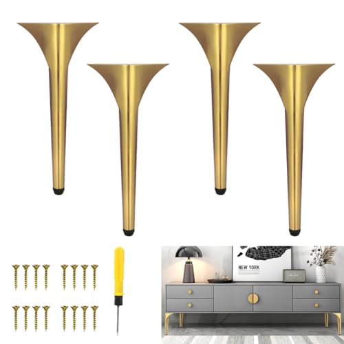 Metall-Möbelbeine, 15 cm, Schwarz, Schrankfüße, Tragkraft 600 kg, perfekt für Sofa, Stuhl, Nachttisch, Tisch, inklusive Schrauben, goldfarben, 4 Stück Metall-Möbelbeine, 15 cm, Schwarz, Schrankfüße, Tragkraft 600 kg, perfekt für Sofa, Stuhl, Nachttisch, Tisch, inklusive Schrauben, goldfarben, 4 Stück von Generisch