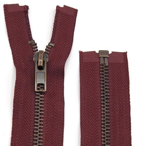 Metall Reißverschluss 6mm teilbar für Jacken und Taschen / 60-65-70-75-80-90 cm (048 Bordeaux rot, 90 cm) von Generisch
