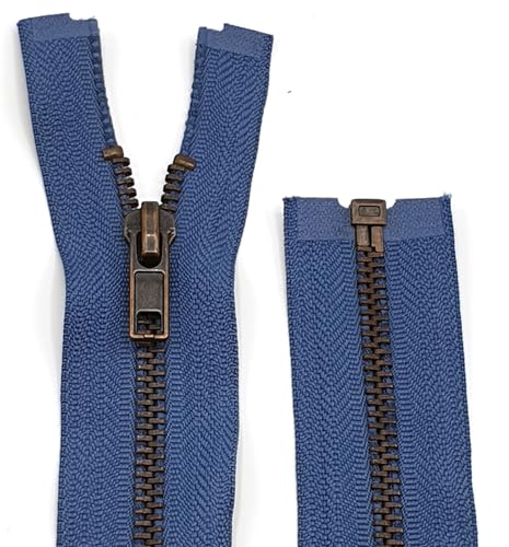 Metall Reißverschluss 6mm teilbar für Jacken und Taschen / 60-65-70-75-80-90 cm (145 Jeansblau, 65 cm) von Generisch