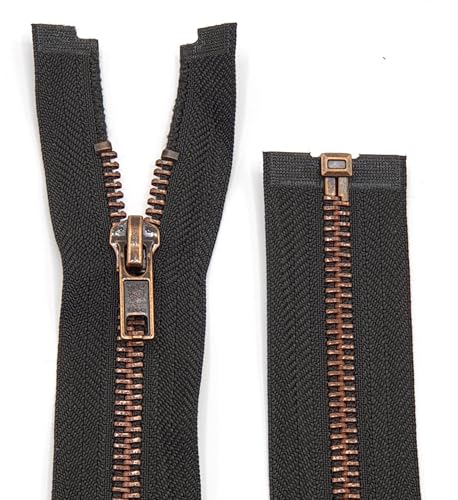 Metall Reißverschluss 6mm teilbar für Jacken und Taschen / 60-65-70-75-80-90 cm (176 Schwarz-braun, 80 cm) von Generisch