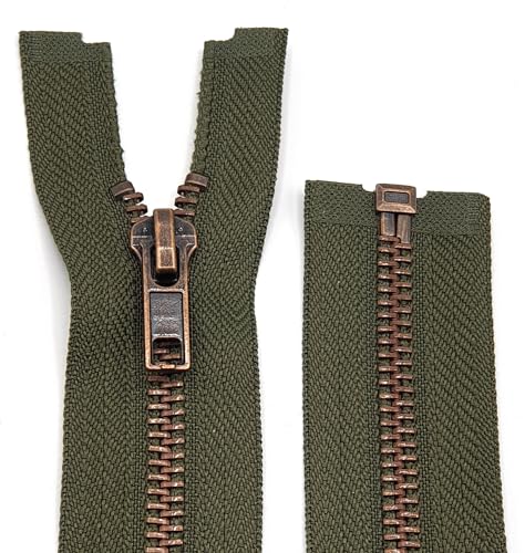 Metall Reißverschluss 6mm teilbar für Jacken und Taschen / 60-65-70-75-80-90 cm (305 Dunkeloliv, 75 cm) von Generisch