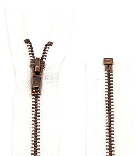 Metall Reißverschluss 6mm teilbar für Jacken und Taschen / 60-65-70-75-80-90 cm (501 Weiss, 90 cm) von Generisch