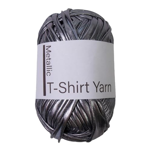 Metall T-Shirt Garn, 140 Yards Kleidung Bastelgarn, Metallisches Garn zum Häkeln, Modisches Strickgarn Stoff Häkeltuch Glänzendes T-Shirt-Garn für Anfänger Handwerk Tasche Decke Metall T-Shirt Garn, 140 Yards Kleidung Bastelgarn, Metallisches Garn zum Häkeln, Modisches Strickgarn Stoff Häkeltuch Glänzendes T-Shirt-Garn für Anfänger Handwerk Tasche Decke von Generisch