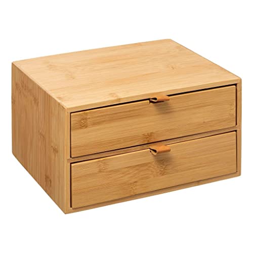 Mex Schubladenbox Schreibtisch Büro Organizer 2 Schubladen aus 100% Bambus Holz mit Kunstlederlasche Mex Schubladenbox Schreibtisch Büro Organizer 2 Schubladen aus 100% Bambus Holz mit Kunstlederlasche von Generisch