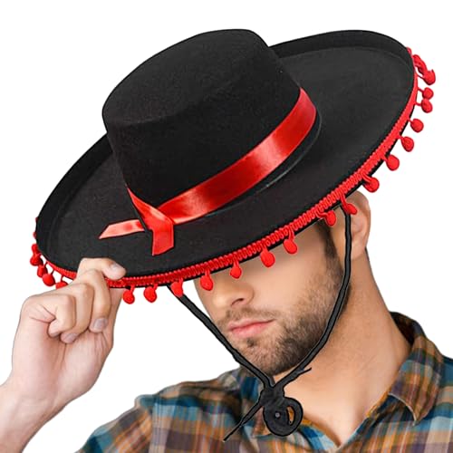 Mexikanischer Sombrero - 60 Cm Stoff Wide Rand Fancy Outfit Dress Accessoire, Kostüm Kopfbedeckung | Traditionelles Mexikanisches Party Cosplay, Partyhut - Männer Frauen Spanische Outfitfeier von Generisch
