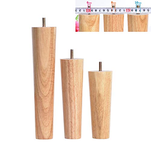 Mid Century Holz-Sofa-Beine, Ersatzschrauben M6, M8, M10, Schrauben für DIY-Möbel, perfekt für Couchtische, Kommoden, Schränke und Sofas, Holz-Finish, 4 Stück von Generisch