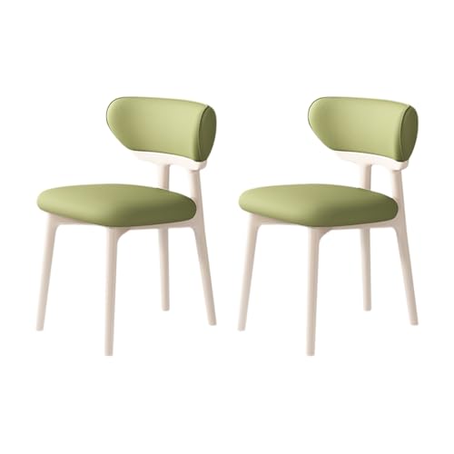 Mid Century Moderne Esszimmerstühle Set mit 2/4/6 stilvollen Holz-Esszimmerstühlen mit gebogener Rückenlehne und stabilen Beinen für Küche, Wohnzimmer, Kommode, elegantes weißes und grünes Finish von Generisch
