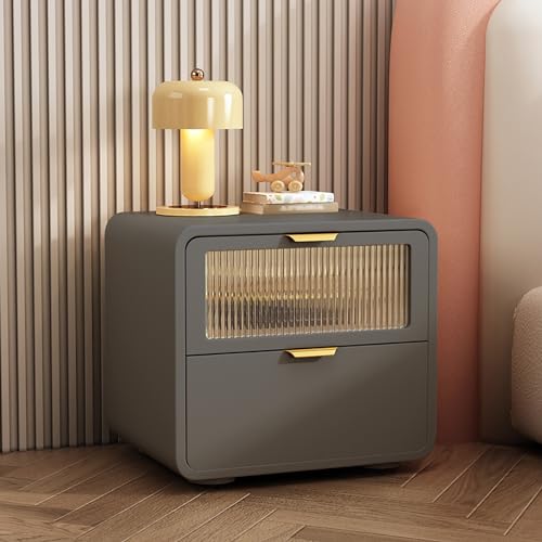 Mid Century Moderner Nachttisch, Holz-Nachttisch mit PU-Leder-Finish, kompakter Beistelltisch, Nachttisch, Kommode mit 2 Schubladen, für Schlafzimmer, Wohnzimmer Mid Century Moderner Nachttisch, Holz-Nachttisch mit PU-Leder-Finish, kompakter Beistelltisch, Nachttisch, Kommode mit 2 Schubladen, für Schlafzimmer, Wohnzimmer von Generisch