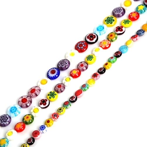 Millefiori Glasperlen in Blumenform, 6 mm, 95 Stück, 8 mm, 48 Stück, 10 mm, 39 Stück, Lochgröße: 1,0 mm, nützlich und attraktiv Millefiori Glasperlen in Blumenform, 6 mm, 95 Stück, 8 mm, 48 Stück, 10 mm, 39 Stück, Lochgröße: 1,0 mm, nützlich und attraktiv von Generisch