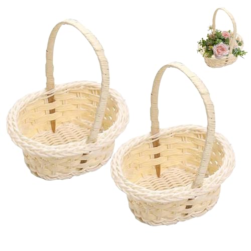 Mini Blumenmädchen Korb, 2PCS Kleiners Blumenkorb Hochzeit, Weidenimitat Blumenkörbe Kleiners Korb Mit Henkel, Geflochtener Konfettikörbe Blumenkörbchen Hochzeit Blumenmädchen Fotografie Requisiten Mini Blumenmädchen Korb, 2PCS Kleiners Blumenkorb Hochzeit, Weidenimitat Blumenkörbe Kleiners Korb Mit Henkel, Geflochtener Konfettikörbe Blumenkörbchen Hochzeit Blumenmädchen Fotografie Requisiten von Generisch