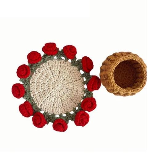 Mini-Rosenstrauß-Untersetzer, gehäkelte Rosenblüte, Tischset, Tee-Untersetzer, Geschenk, Häkelblume Mini-Rosenstrauß-Untersetzer, gehäkelte Rosenblüte, Tischset, Tee-Untersetzer, Geschenk, Häkelblume von Generisch