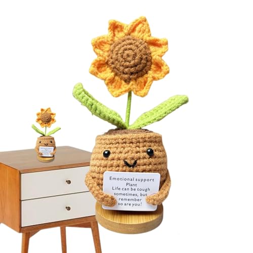 Mini-Strickpuppe, künstlicher Sonnenblumenstrauß – kleine gestrickte Schreibtischdekorationen, niedliche gehäkelte Sonnenblumen für Kinder und Erwachsene Mini-Strickpuppe, künstlicher Sonnenblumenstrauß – kleine gestrickte Schreibtischdekorationen, niedliche gehäkelte Sonnenblumen für Kinder und Erwachsene von Generisch