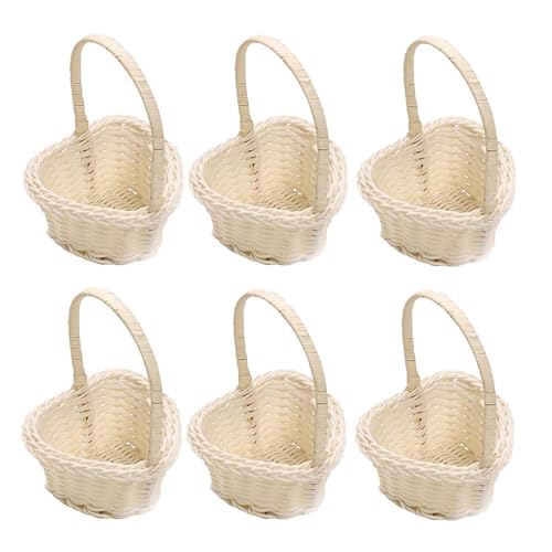 -Webkörbe - Blumenkorb Hochzeit Weiß | Hochzeits-Blumenkorb | Hochzeit Blumenmädchen Körbe | Körbe Für Blumenmädchen | Weidenkorb Mit Geflochtener | Handgeflochtener Blumenkorb | Körbchen Weidenko von Generisch