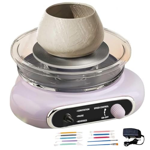 Mini-töpferscheibe, Elektrisches Töpferwerkzeug-Set, Stufenlos Geschwindigkeitsverstellbarer Drehteller, DIY-töpfern Für Kinder Und Erwachsene (Grey) von Generisch