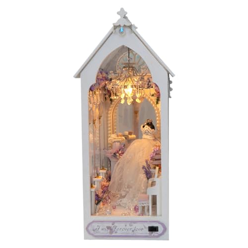 Miniatur Book Nook Kit | Bücherregal- -Buchstütze, 3D-Holzpuzzle-Buchstütze, kleine Buchecke mit LED-Licht für Bücherregal von Generisch