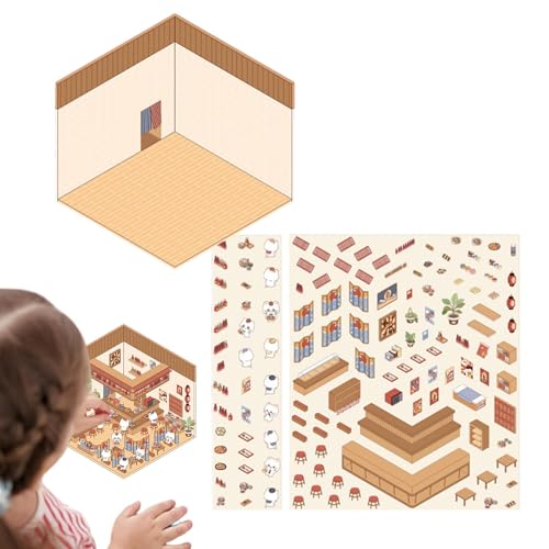 Miniatur-Haus-Szenen-Aufkleber, 3D-Effekt, Stressabbau-Aufkleber, Scrapbook-dekorative Aufkleber, machen Sie Ihre eigenen Hausaufkleber für Kinder, Stressabbau-Aufkleber von Generisch