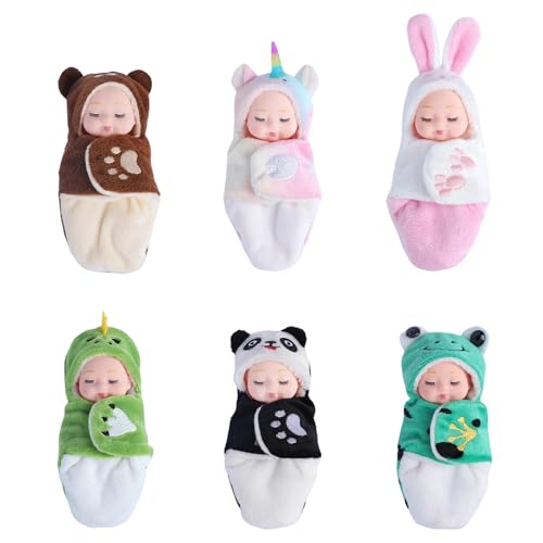 Miniatur-Reborn-Puppenspielzeug, Winzige Reborn-Puppen - Schlafendes Kind realistische Spielzeugpuppen,6X bewegliche Puppenspielzeuge mit Kleidung, Kinderpuppe für Sammler und Kinder Miniatur-Reborn-Puppenspielzeug, Winzige Reborn-Puppen - Schlafendes Kind realistische Spielzeugpuppen,6X bewegliche Puppenspielzeuge mit Kleidung, Kinderpuppe für Sammler und Kinder von Generisch