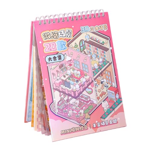 Miniatur Szenen Sticker | Miniatur Cartoon Haus Sticker - Thematischer Bastelbedarf Für Kinder Mädchen von Generisch