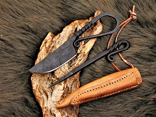 Mittelalter Messer mit Esspfriem +Scheide Wikinger;Kelten handgeschmiedet 604EA, Schwarz von Generisch