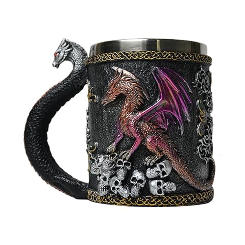 Mittelalterliche Tasse, Drachentasse | Wiederverwendbarer Trinkbecher mit Henkel,420 ml Campingbecher, Motto-Partys, Dekoration, Sammeltrinkgeschirr für Zuhause und Unternehmen Mittelalterliche Tasse, Drachentasse | Wiederverwendbarer Trinkbecher mit Henkel,420 ml Campingbecher, Motto-Partys, Dekoration, Sammeltrinkgeschirr für Zuhause und Unternehmen von Generisch