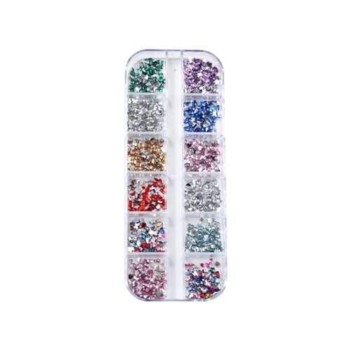 Mix 3D Nagel Strasssteine, 12 Gitter Kristall Künstliche Diamant für Maniküre, Mini Glitzer Strass Dekorativ, DIY Nail Art Zubehör von Generisch