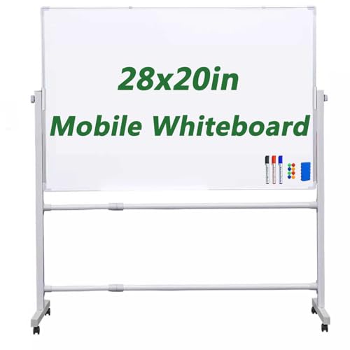 Mobile Tafel, 360° wendbar, doppelseitig, magnetisch, trocken abwischbar, mit tragbarem Rollständer, Staffelei mit Aluminiumrahmen, ideal für Büro und Klassenzimmer von Generisch