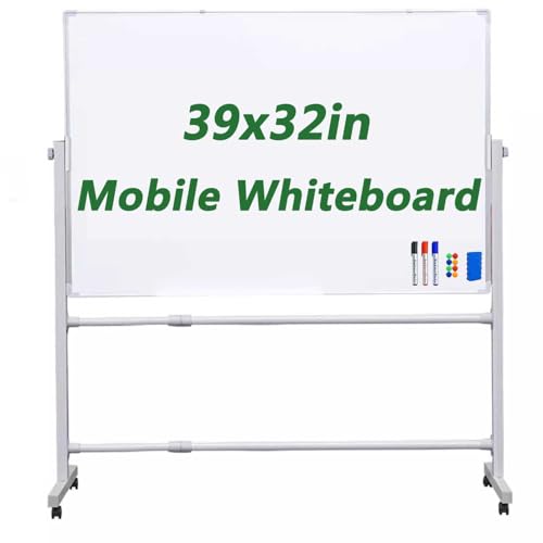 Mobile Tafel, 360° wendbar, doppelseitig, magnetisch, trocken abwischbar, mit tragbarem Rollständer, Staffelei mit Aluminiumrahmen, ideal für Büro und Klassenzimmer Mobile Tafel, 360° wendbar, doppelseitig, magnetisch, trocken abwischbar, mit tragbarem Rollständer, Staffelei mit Aluminiumrahmen, ideal für Büro und Klassenzimmer von Generisch
