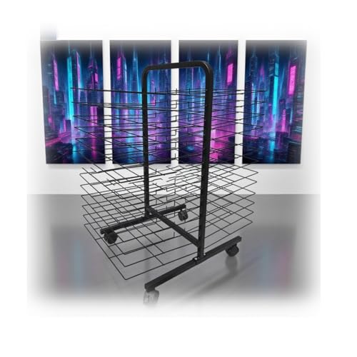 Mobiles doppelseitiges Kunsttrockengestell, 26 Ebenen, robust und platzsparend, ideal für Kunststudios, Klassenzimmer und pädagogische Nutzung, 2 cm und 4,5 cm Intervall. von Generisch
