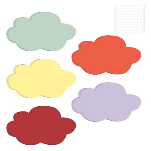 51 Stück Moderationskarten Karteikarten Leer Wolken, Rund Moderationskarten Set mit 50 Selbstklebende Klettband, für Büro, Schule, Präsentationen, Vorträge, Moderationen (Grün/Gelb/Rot/Orange/Lila) von Generisch