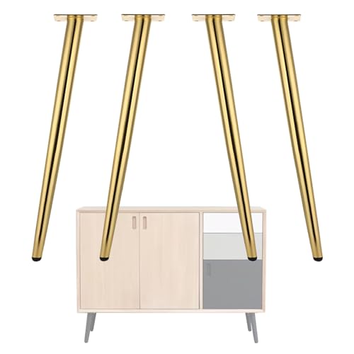 Moderne Metall-Möbelbeine – 4 robuste Stahl-Esstischbeine (10,2 cm bis 71,1 cm Höhe) für Hocker, Couchtische, Sofas und Schränke – stilvolles Gold-Finish (65 cm) von Generisch
