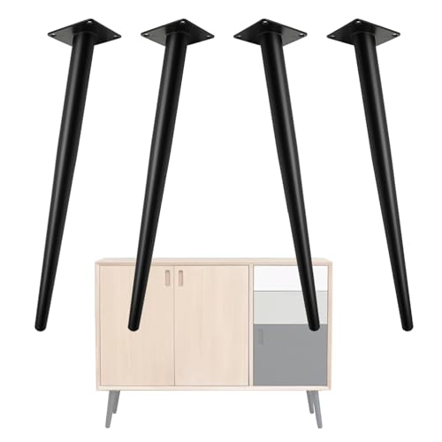 Moderne Metall-Möbelbeine – Set mit 4 stabilen 25 cm schwarzen Stahlbeinen für Schreibtische, Esstische, Hocker, Couchtische und Sofas – vielseitiges vertikales/neigbares Design von Generisch