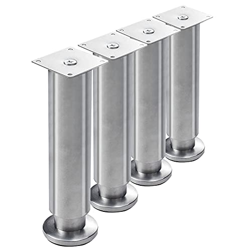 Moderne Möbelbeine, strapazierfähig, verstellbar, Edelstahl, rund, für Schrank, Sofa, Möbel, Schrank, Couchtisch, TV-Schrank, Stützbeine (Größe: 300 mm), 4 Stück von Generisch