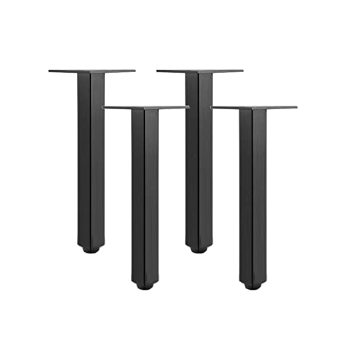 Moderne Tischbeine aus der Mitte des Jahrhunderts – Set mit 4 industriellen Metall-Ersatzbeinen mit Schrauben und Bodenschonern für DIY-Projekte, 15 cm, schwarze Möbelbeine von Generisch
