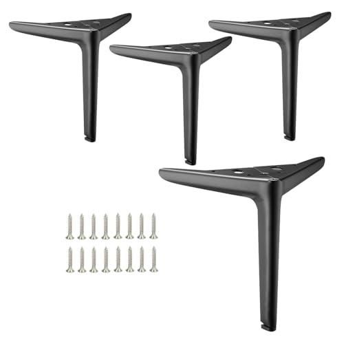 Moderne dreieckige Metall-Möbelbeine, Set mit 10 - 25,4 cm, silberfarbenen Ersatzfüßen für Tisch, Couch, Schreibtisch, Bett, Schrank und Nachttische, inklusive Gummi-Bodenschonern von Generisch