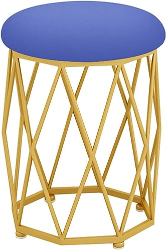 Moderner Samt-Fußstützen-Hocker, rund, gepolstert, Make-up-Stuhl und Beistelltisch mit goldfarbenen Metallbeinen, nordischer Schminktisch (Farbe: F), stilvoll und funktional von Generisch