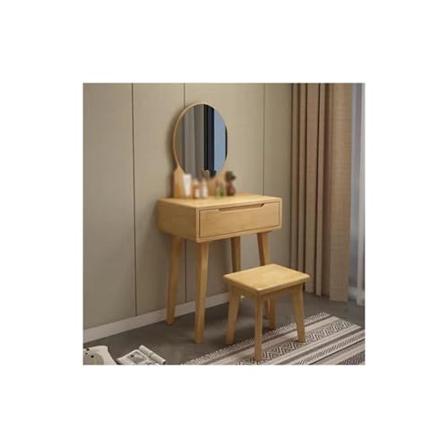 Moderner Schminktisch aus Holz mit LED-Lichtern und Spiegel, stilvoller Schminktisch für Schlafzimmer, inklusive Hocker, 60 cm Kommode für elegantes Make-up-Erlebnis von Generisch