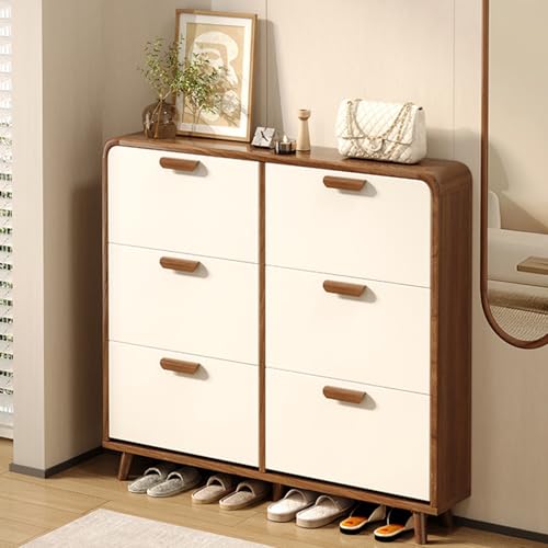 Moderner Schuhschrank aus Holz, 3/6 Klappschublade, schmales Schuhregal für kleine Räume, Eingangsbereich, Wohnzimmer, Schlafzimmer (119 x 120 x 17 cm) von Generisch