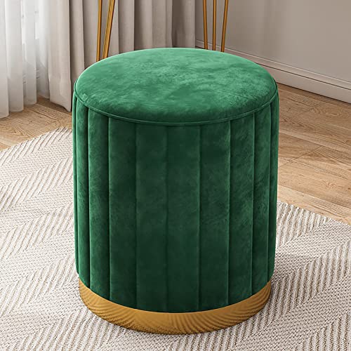 Moderner runder Samt-Fußhocker, Pouf für Wohnzimmer, Schlafzimmer, kleiner gepolsterter Pouf aus grünem Samtstoff Moderner runder Samt-Fußhocker, Pouf für Wohnzimmer, Schlafzimmer, kleiner gepolsterter Pouf aus grünem Samtstoff von Generisch