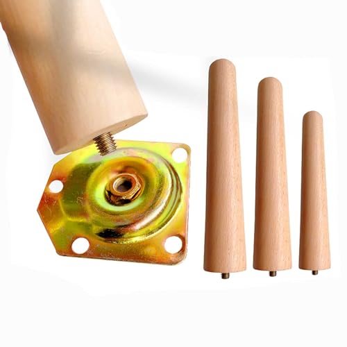 Möbelbeine aus Massivholz, konisch, 60 cm, Ersatzfüße für Nachttische, Sessel, Schränke und Ottomane, langlebiges, schräges Design, 4 Stück von Generisch