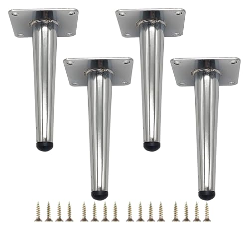 Möbelbeine aus Metall, verstellbar, 12 cm, konische Stützfüße für Sofa, Tisch, Bett, Schränke, TV-Ständer, langlebig und stilvoll, 4 Stück Möbelbeine aus Metall, verstellbar, 12 cm, konische Stützfüße für Sofa, Tisch, Bett, Schränke, TV-Ständer, langlebig und stilvoll, 4 Stück von Generisch