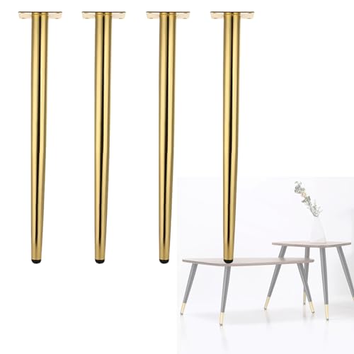 Möbelbeine aus Metall, verstellbar, 72 cm Höhe, robuster Stahl, 650 kg Tragkraft, für Couchtische und Schränke, zylindrisches Design, Gold, 40 cm, 4 Stück Möbelbeine aus Metall, verstellbar, 72 cm Höhe, robuster Stahl, 650 kg Tragkraft, für Couchtische und Schränke, zylindrisches Design, Gold, 40 cm, 4 Stück von Generisch