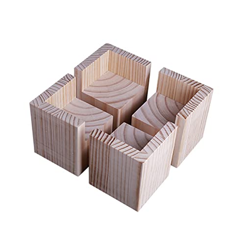 Möbelbeine aus massivem Kiefernholz, L-förmig, für Kinderbetten, Schreibtische, Betten, 12 x 12 x 10 cm, 4 Stück von Generisch